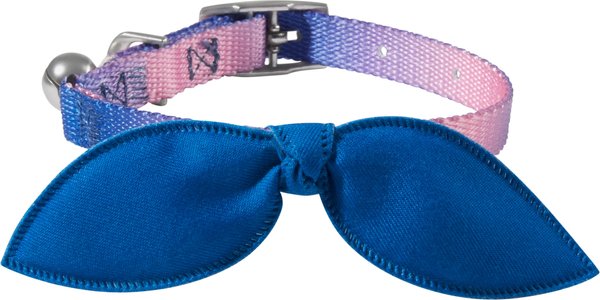 Frisco Ombre Design Cat Collar With Bow, Blue slide 1 of 5