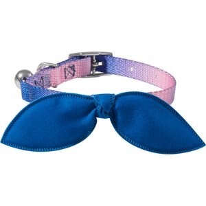 Frisco Ombre Design Cat Collar With Bow, Blue, 8 to 12-in neck, 3/8-in wide