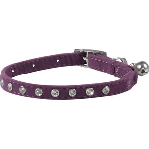 Frisco Punk Velvet Cat Collar, Purple, 8 to 12-in neck, 3/8-in wide