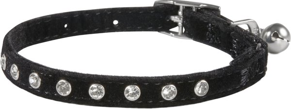Frisco Punk Velvet Cat Collar, Black, 8 to 12-in neck, 3/8-in wide slide 1 of 5