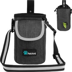 PetAmi Front Pocket Dog & Cat Treat Pouch, Charcoal