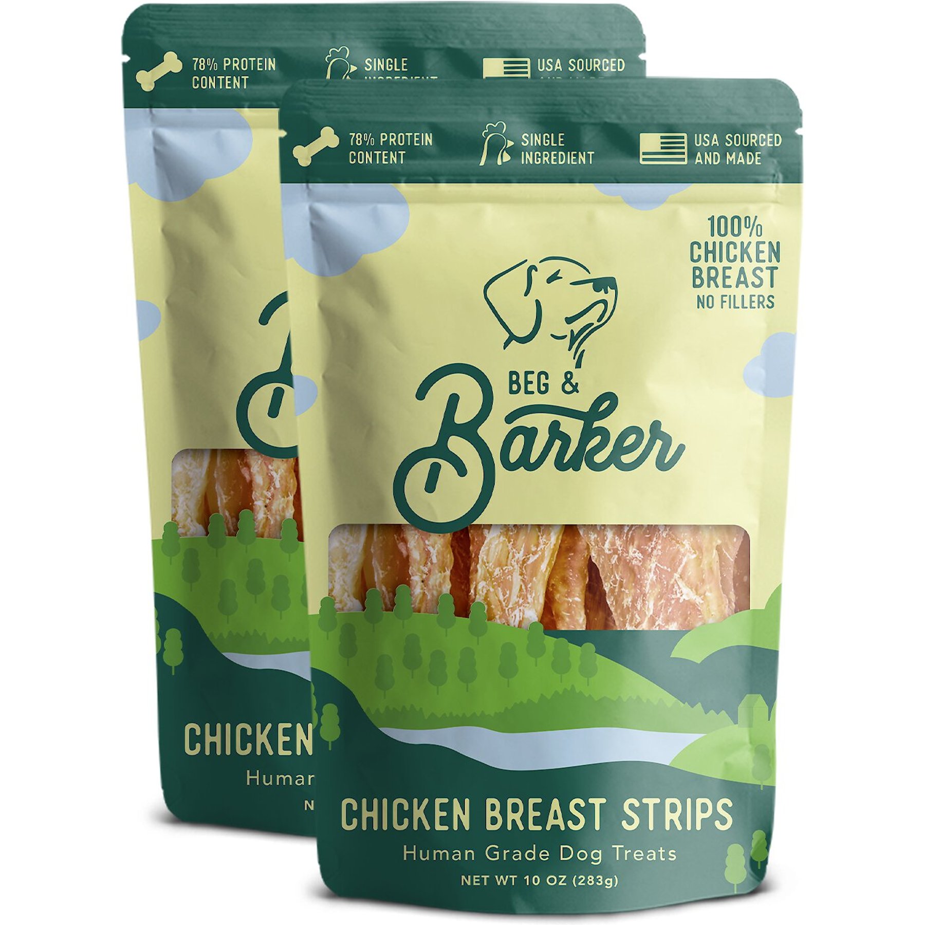 Beg & Barker Beg & Barker Double Chicken Breast Strips Dog Jerky Treats, 10-oz bag, case of 2