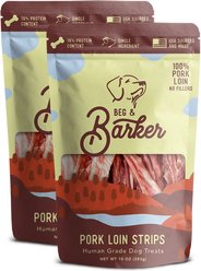 Beg & Barker Double Pork Loin Strips Dog Jerky Treats, 10-oz bag, case of 2