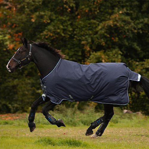 Horseware Ireland Amigo Bravo Medium Horse Turnout Blanket, Navy Blue/Strong Blue & Black