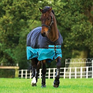 Horseware Ireland Mio T/O Med Horse Blanket, Black/Turq & Black, 72