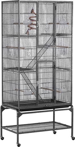 Yaheetech 69-in Parrot Cage with Detachable Stand, Black
