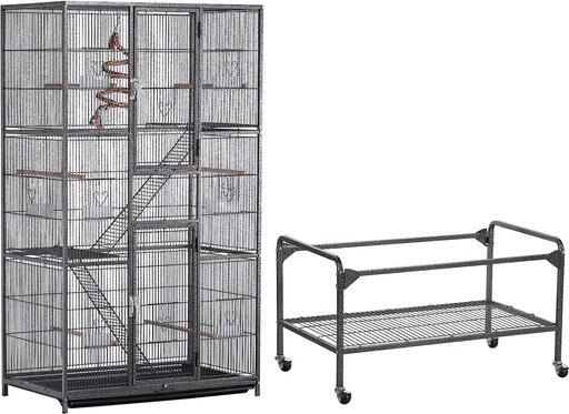 Yaheetech 69-in Parrot Cage with Detachable Stand, Black
