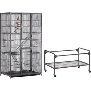 Yaheetech 69-in Parrot Cage with Detachable Stand, Black