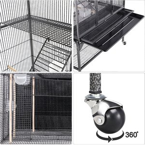 Yaheetech 69-in Parrot Cage with Detachable Stand, Black