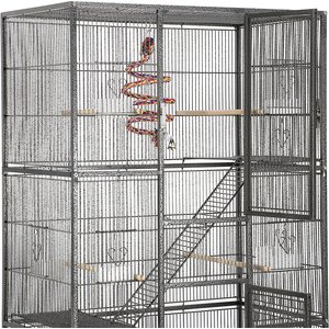 Yaheetech 69-in Parrot Cage with Detachable Stand, Black