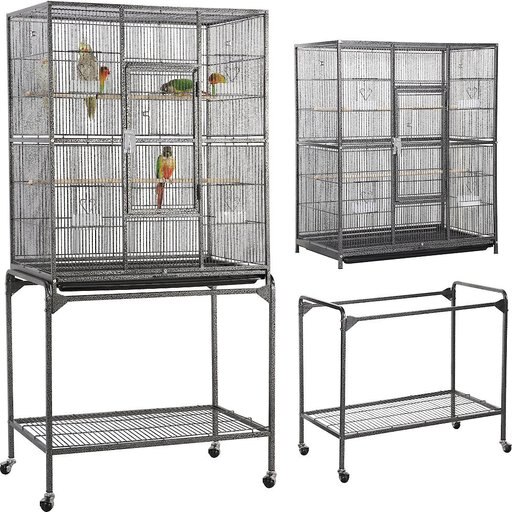 Yaheetech 63-in Open Top Metal Parrot Cage with Detachable Rolling Stand