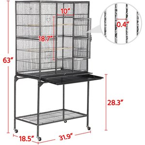 Yaheetech 63-in Open Top Metal Parrot Cage with Detachable Rolling Stand