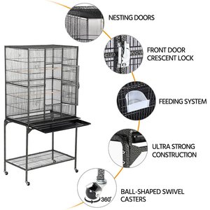 Yaheetech 63-in Open Top Metal Parrot Cage with Detachable Rolling Stand