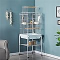 Yaheetech Play Top Detachable Rolling Stand Metal Bird Cage, White