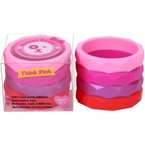 Sweet Paws Wearable Puppy Teether Stack Party of 4, Think Pink