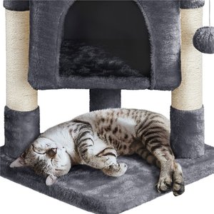 Yaheetech 2-Level 23.5-in Plush Cat Tree & Condo, Dark Gray