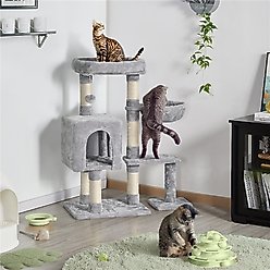 Yaheetech 4-Level 38-in Plush Cat Tree & Condo, Light Gray