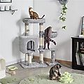 Yaheetech 4-Level 38-in Plush Cat Tree & Condo, Light Gray