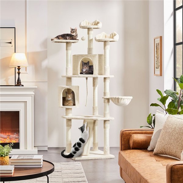 YAHEETECH 79-in Plush Cat Tree & Condo, Beige - Chewy.com