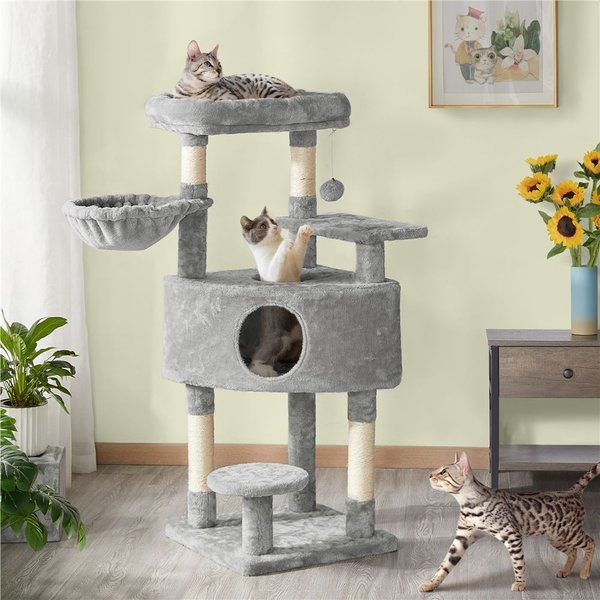 Yaheetech Activity Tower Basic 46-in Cat Tree, Light Gray - Chewy.com