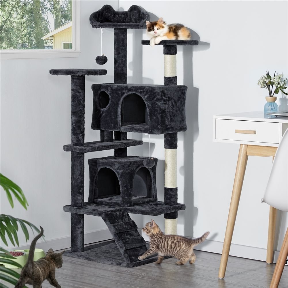 YAHEETECH 54-in Cat Scratching Tree, Black - Chewy.com