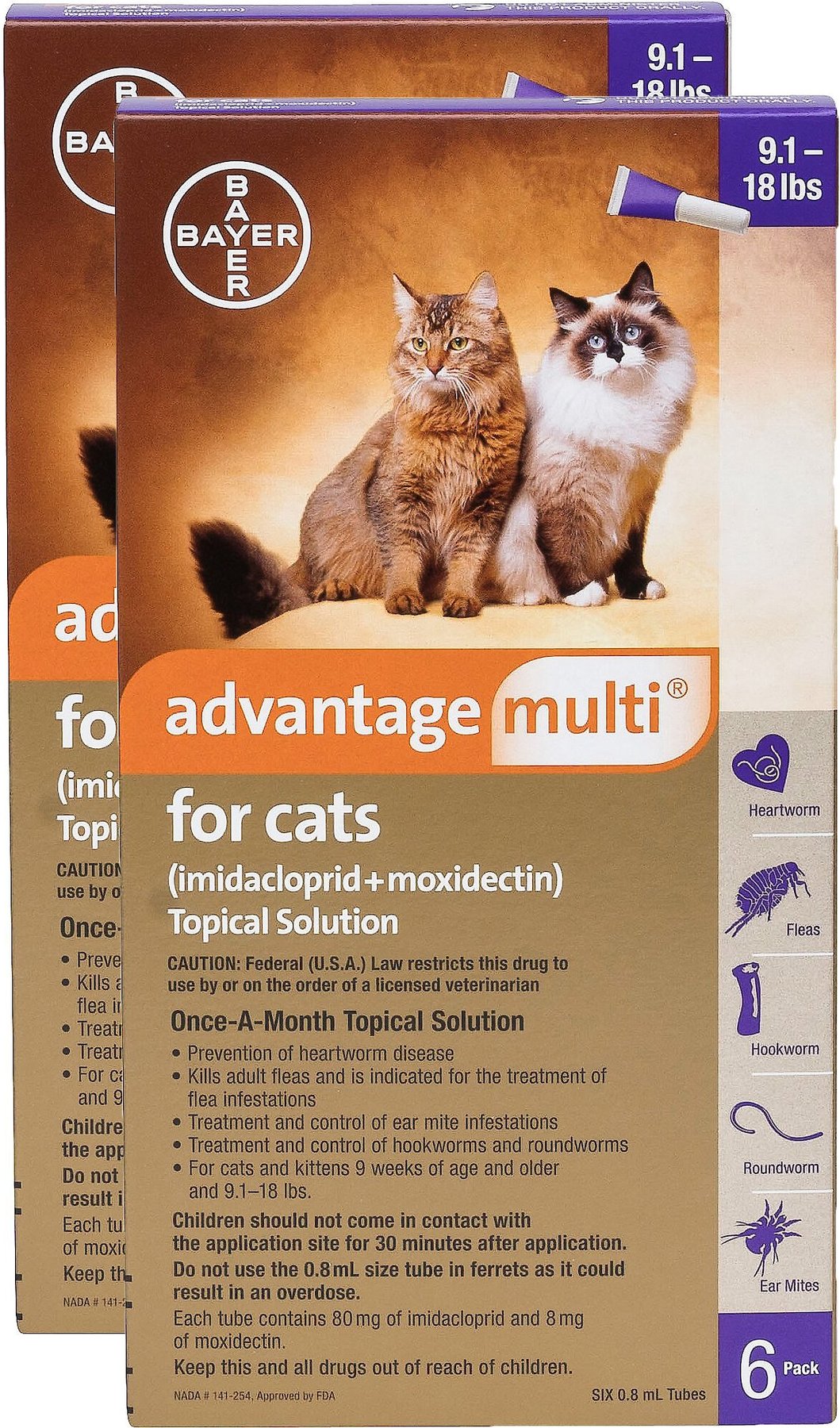 Advantage Multi Topical Solution For Cats 9 1 18 Lbs Purple Box 12 Doses 12 Mos Supply Chewy Com