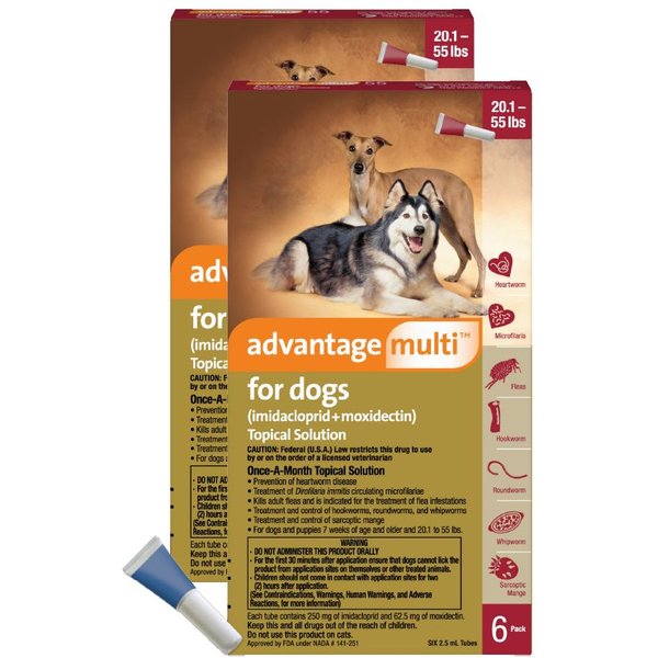 ADVANTAGE MULTI Topical Solution for Dogs, 20.155 lbs, (Red Box), 12
