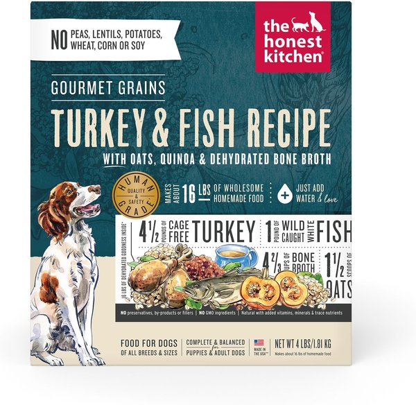 The Honest Kitchen Gourmet Grains Turkey & White Fish Recipe Dehydrated Dog Food, 4-lb box slide 1 of 9
