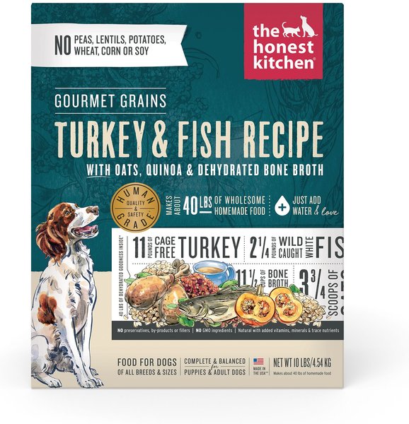 The Honest Kitchen Gourmet Grains Turkey & White Fish Recipe Dehydrated Dog Food, 10-lb box slide 1 of 9