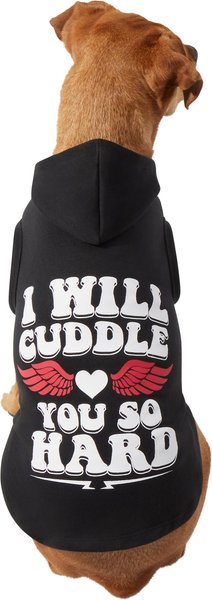 Wagatude I Will Cuddle You Hard Dog Hoodie, X-Small slide 1 of 5