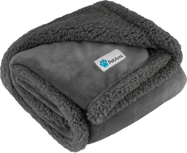 PetAmi Sherpa Cat & Dog Blanket, Gray & Gray Sherpa, 50 x 40-in slide 1 of 8