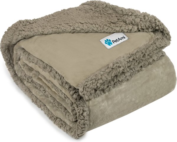 PetAmi Sherpa Cat & Dog Blanket, Taupe & Taupe Sherpa, 60 x 80-in slide 1 of 8