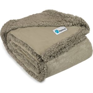 PetAmi Sherpa Cat & Dog Blanket, Taupe & Taupe Sherpa, 60 x 80-in