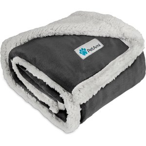 PetAmi Waterproof Dog Blanket, White & Gray, Medium