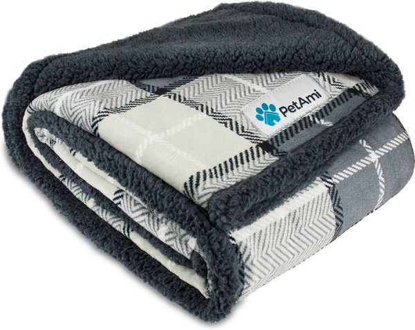 PetAmi Waterproof Dog Blanket, Plaid Charcoal, Medium slide 1 of 8