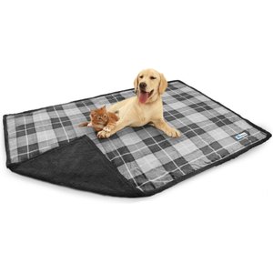 PetAmi Waterproof Dog Blanket, Plaid Charcoal Grey, Large