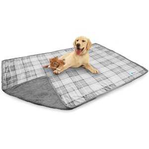 PetAmi Waterproof Dog Blanket, Plaid Light Grey, Large