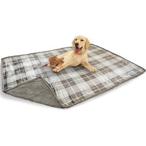 PetAmi Waterproof Dog Blanket, Plaid Taupe, Large