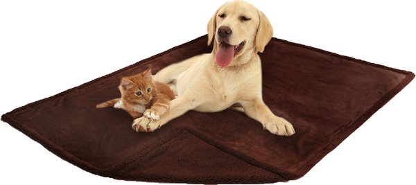 PetAmi Waterproof Couch Cat & Dog Blanket, Brown & Brown Sherpa, 60 x 40-in slide 1 of 7