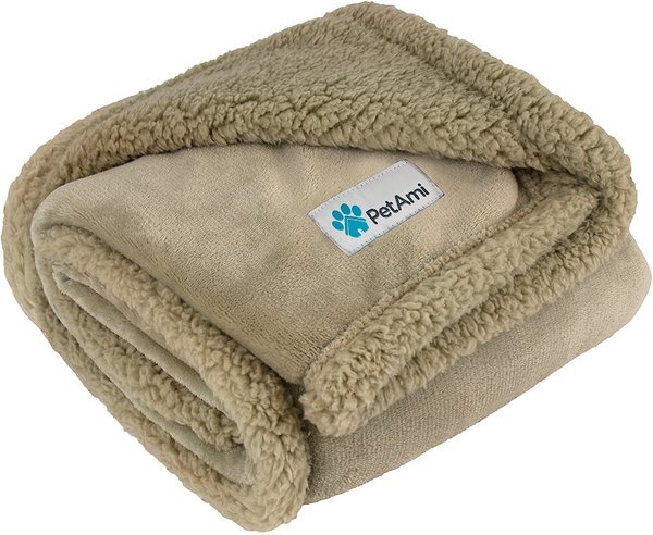 PetAmi Puppy Dog Blanket, Taupe & Taupe Sherpa slide 1 of 7