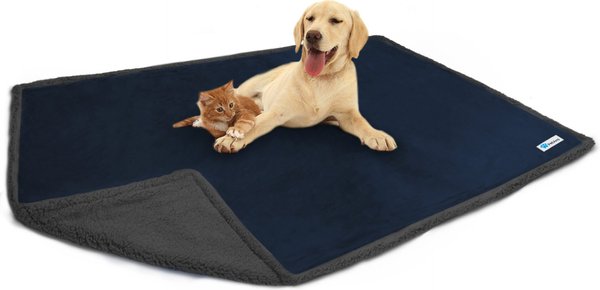 PetAmi Waterproof Reversible Cat & Dog Blanket, Navy & Gray Sherpa, 60 x 80-in slide 1 of 7