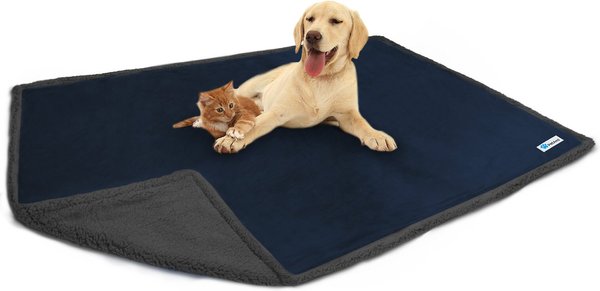 PetAmi Waterproof Reversible Cat & Dog Blanket, Navy & Gray Sherpa, 90 x 90-in slide 1 of 7