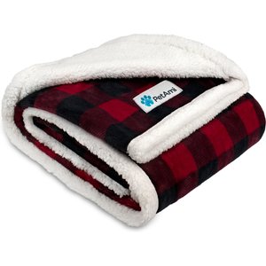 PetAmi Waterproof Throw Cat & Dog Blanket, White & Checker Red