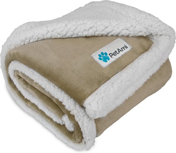 PetAmi Waterproof Throw Cat & Dog Blanket, White & Tan slide 1 of 8