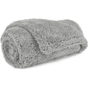 PetAmi Fluffy Waterproof Cat & Dog Blanket, Light Grey, Small