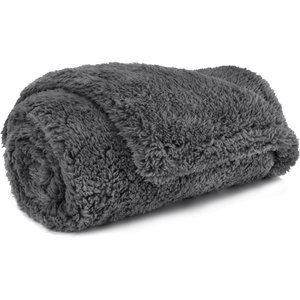 PetAmi Fluffy Waterproof Cat & Dog Blanket, Grey, Medium