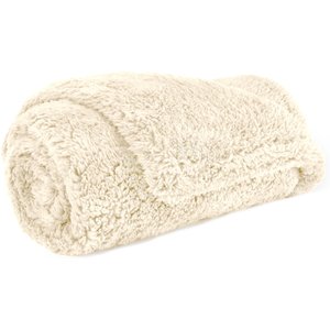 PetAmi Fluffy Waterproof Cat & Dog Blanket, Beige, Medium