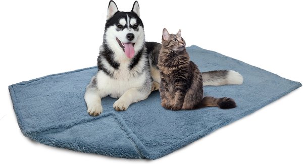 PetAmi Fluffy Waterproof Cat & Dog Blanket, Dusty Blue, Large slide 1 of 7