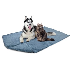 PetAmi Fluffy Waterproof Cat & Dog Blanket, Dusty Blue, Large