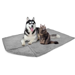 PetAmi Fluffy Waterproof Cat & Dog Blanket, Light Grey, Large